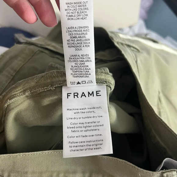 FRAME Le Beau Crop Chino Pants In Washed Od White Size US 28 - Picture 12 of 12